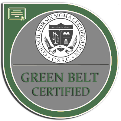 Green Belt Certified, Council for Six Sigma Certification